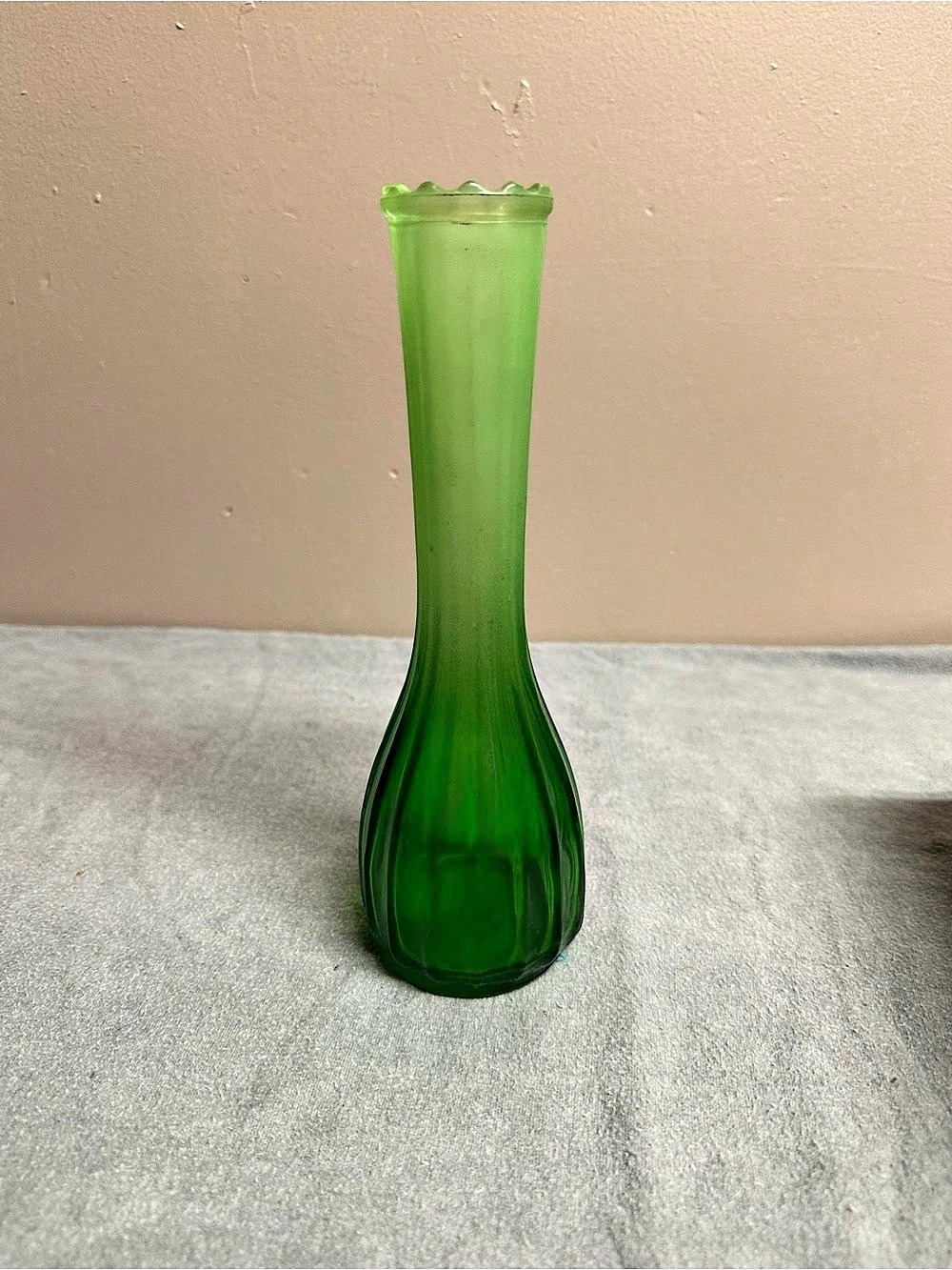 Green Scalloped Glass Vase